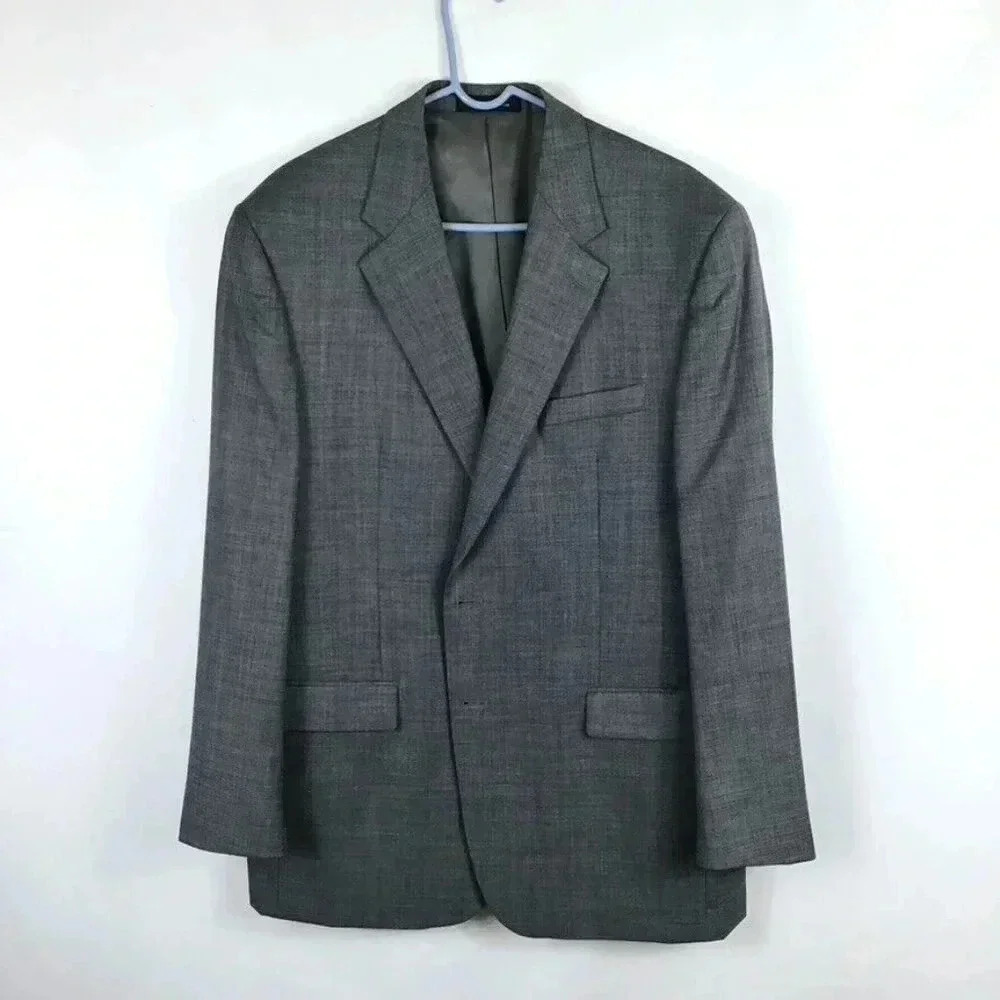 Men's Chaps Sport Coat Jacket Blazer 44L Long 100% Wool Heathered Gray Vented - Picture 2 of 10